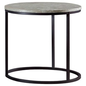 Lainey Round End Table with Faux Marble Top Gray/Black - Coaster - 1 of 4