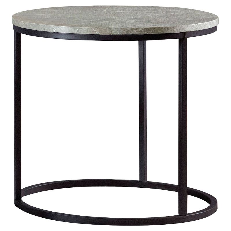 Lainey Round End Table with Faux Marble Top Gray/Black - Coaster, 1 of 5