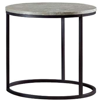 Lainey Round End Table with Faux Marble Top Gray/Black - Coaster