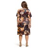 24seven Comfort Apparel Short Sleeve Knot Front Midi Dress in Brown Multi Paisley Print - 3 of 3