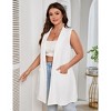 Coolmee Women's Casual Plus Size Vests Classic Sleeveless Mid Long Length Cardigan Suits Casual Long Open Front Office Blazer Jackets 4XL Apricot - 2 of 4
