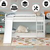 QingMoon Kids Loft Bed, Solid Wood Floor Bunk Bed Frame with Convertible Slide, Safety Guardrails and Ladder for Bedroom - 3 of 4