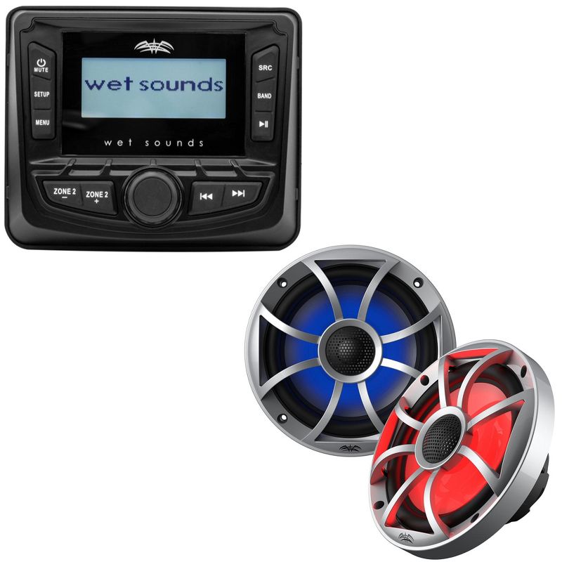 Wet Sounds WS-MC-5 3" Gauge AM/FM Stereo + 2.7" LCD + 65ic-S RGB Speakers, 1 of 10