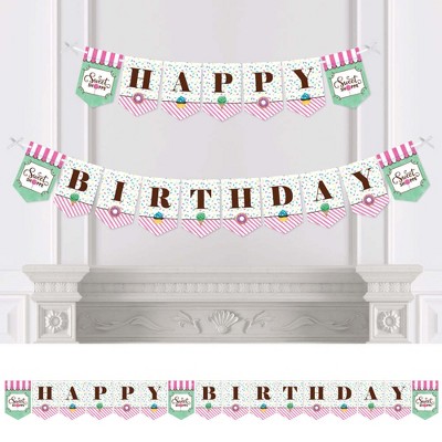 Big Dot of Happiness Sweet Shoppe - Candy and Bakery Birthday Party Bunting Banner - Birthday Party Decorations - Happy Birthday