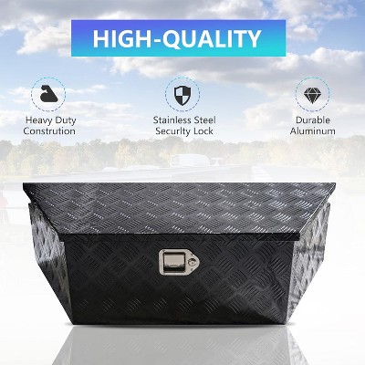 Truck Tool Box Trailer Tongue Box, Waterproof HeavyDuty Aluminum Tool Box With Lock And Keys, 5 Bar Tread Wide, Pick Up Truck Bed Rv Organizer Trai