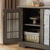 Hrinhom 58.3"W Modern TV Stand with Storage Space, Faux Stone 2-Door Media Console Cabinet-Grey - 3 of 4