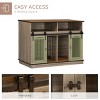 47'' Indoor Wooden Dog Crate Table with Sliding Doors and Storage Shelves Double Kennel for Small Dogs-LAOTIES - 4 of 4