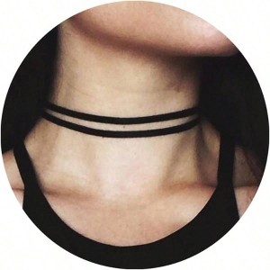 Black Necklaces for Women, Adjustable Layered Velvet Leather Lace Collar Necklace - 1 of 4