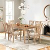 7 PCS Modern Style Dining Set for Dining Room, MDF Tabletop Dining Table, 6 Brown Wood Frame Dining Chairs with Anti-Slip Polyester Cushion-Baofuwish - 2 of 4