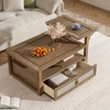 NicBex Modern Rectangular Coffee Table with Rattan Drawer,Open Shelf, Multifunctional Center Table for Living Room - 4 of 4