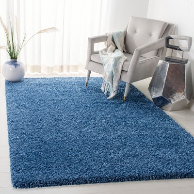 Blue Synthetic Shag Area Rug 2'7" x 5'