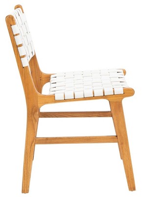 Taika White and Natural Woven Leather Dining Chair Set
