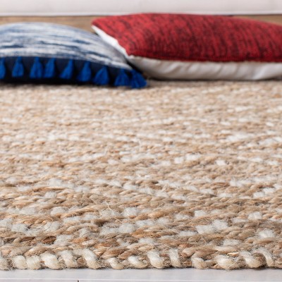 Ivory Natural Fiber 7' x 7' Square Hand-Knotted Rug