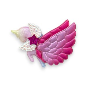 Summer Crystal - Winged Ombre Rainbow Unicorn Hair Clip - 1 Pack - 1 of 4