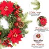 TackView 16" Christmas Wreath for Front Door, Xmas Door Wreath with Balls, Artificial Flowers, for Fireplace Wall Window Holiday Decoration - 3 of 4