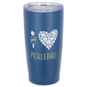 Elanze Designs 20 oz Stainless Steel On the Go Insulated Travel Tumbler With Push Top Lid, I Heart Pickleball Blue - 1 of 4
