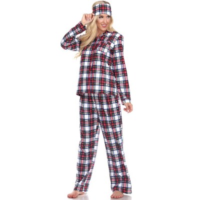 Women's Three-piece Pajama Set Red/white X Large - White Mark : Target