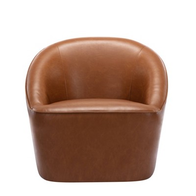 Leather barrel swivel outlet chair