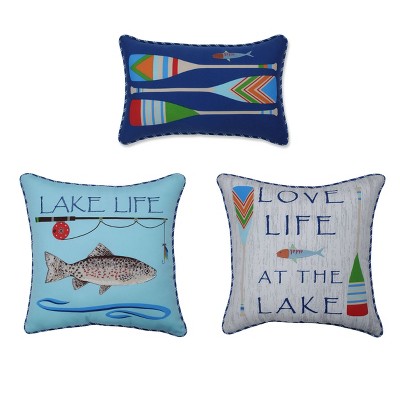 3pc Lake Life Collection Pillow Set Blue - Pillow Perfect