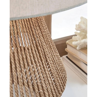 Beige and White Rope Tripod Table Lamp with Drum Shade