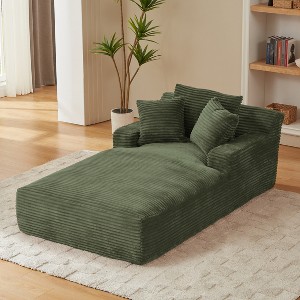 Oversized Chaise Lounge Chair with Pillows, Comfort Corduroy Couch Upholstered Sleeper Sofa Bed, No Assembly - ModernLuxe - 1 of 4
