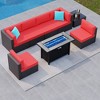 Celebalcony 8 Piece Sectional Seating Group With Red Pillow - 2 of 4