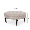 NicBex Modern 35" Round Ottomans Wood Footstools with Button Tufted and Casters for Bedroom and Living Room - 2 of 4