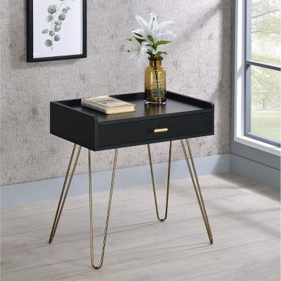 HOMLUX Coffee Table Accent Side Table Study Desk with Storage Drawer,Black