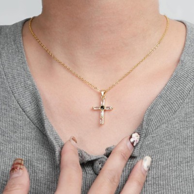 Clotth Cross Necklace for Women | Cubic Zirconia Dainty Cross Pendant Necklace | Stylish Minimalist Design Charm Choker for Birthday Anniversary