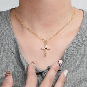 Clotth Cross Necklace for Women | Cubic Zirconia Dainty Cross Pendant Necklace | Stylish Minimalist Design Charm Choker for Birthday Anniversary - 1 of 4