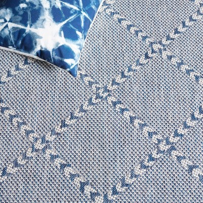 Navy and Ivory Rectangular Synthetic Area Rug