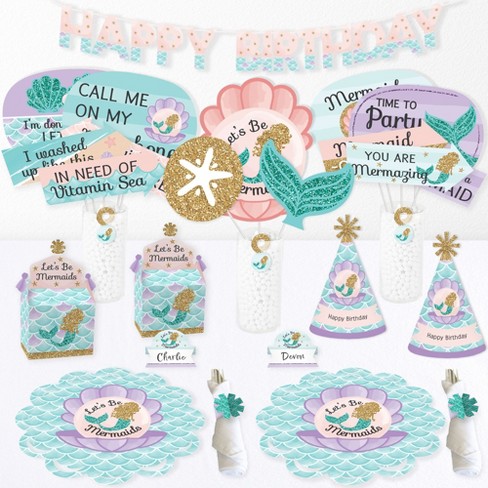 Big Dot Of Happiness Let's Be Mermaids - Happy Birthday Party Supplies Kit  - Ready To Party Pack - 8 Guests : Target