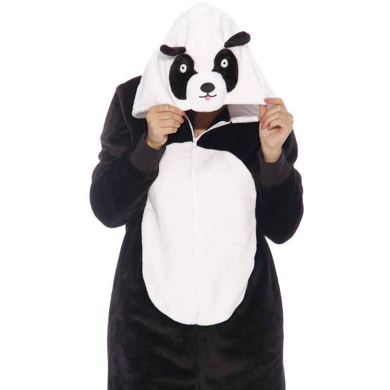 Just Love Womens One Piece Velour Panda Adult Onesie Hooded Pajamas, 2 of 5