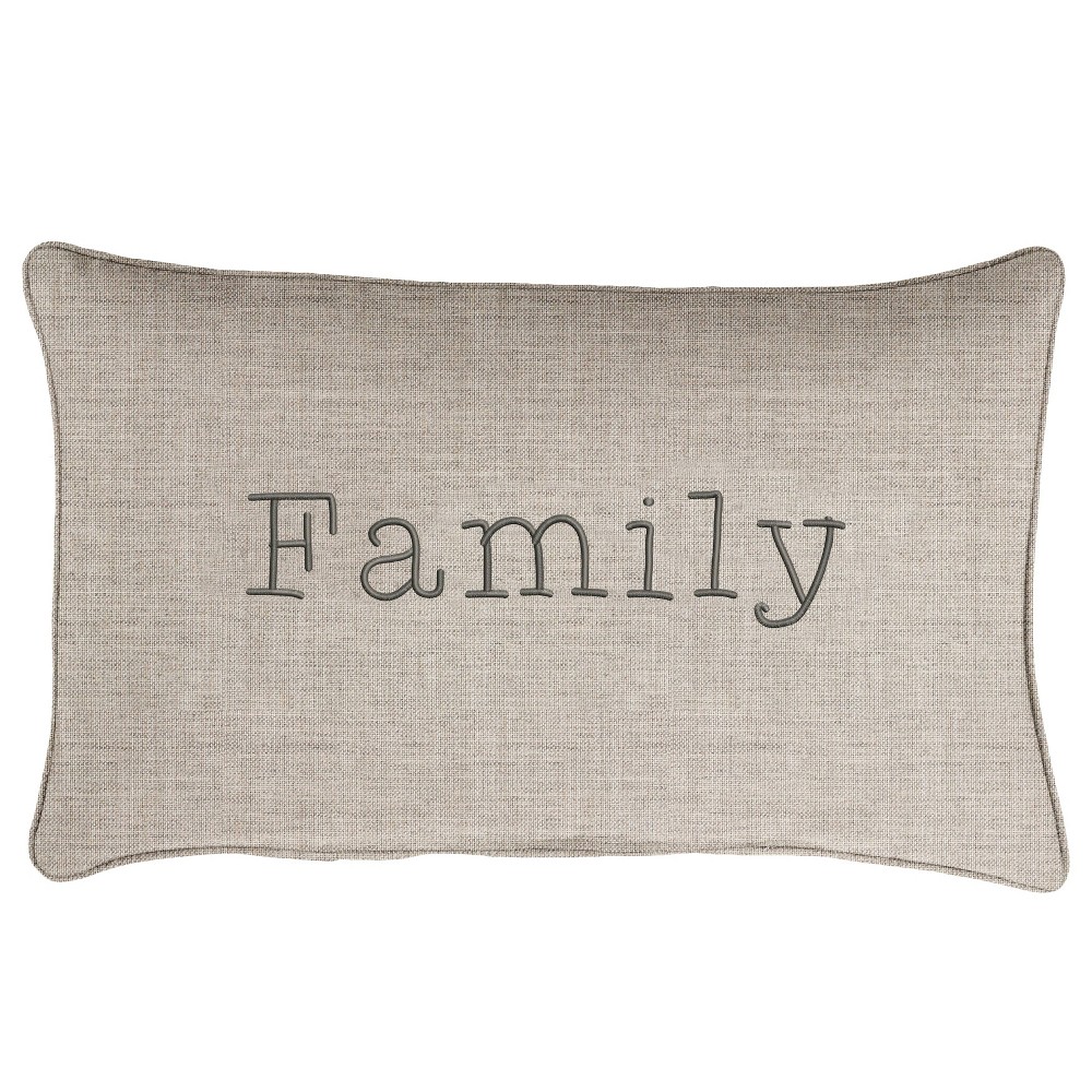 Photos - Pillow Sunbrella Indoor/Outdoor Family Embroidered Lumbar Throw  Cast Silve