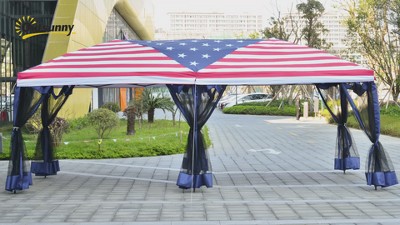 Beige 10' x 20' Pop Up Canopy Tent with Mesh Sidewalls