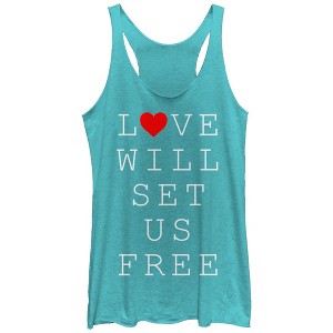 Women's Lost Gods Love Will Set Us Free Racerback Tank Top - 1 of 3