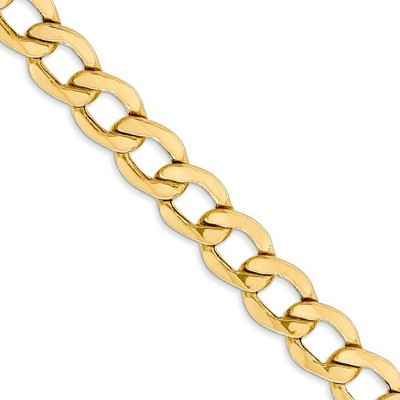 Black Bow Jewelry Men's 8mm, 14k Yellow Gold, Hollow Curb Link Chain Necklace