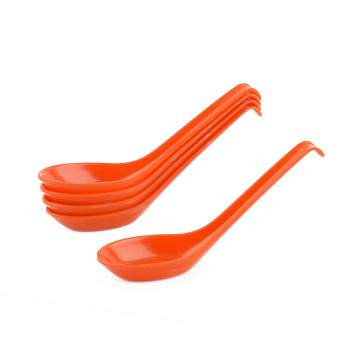 Unique Bargains Plastic Household Kitchen Restaurant Porridge Soup Spoon 5 Pcs Orange