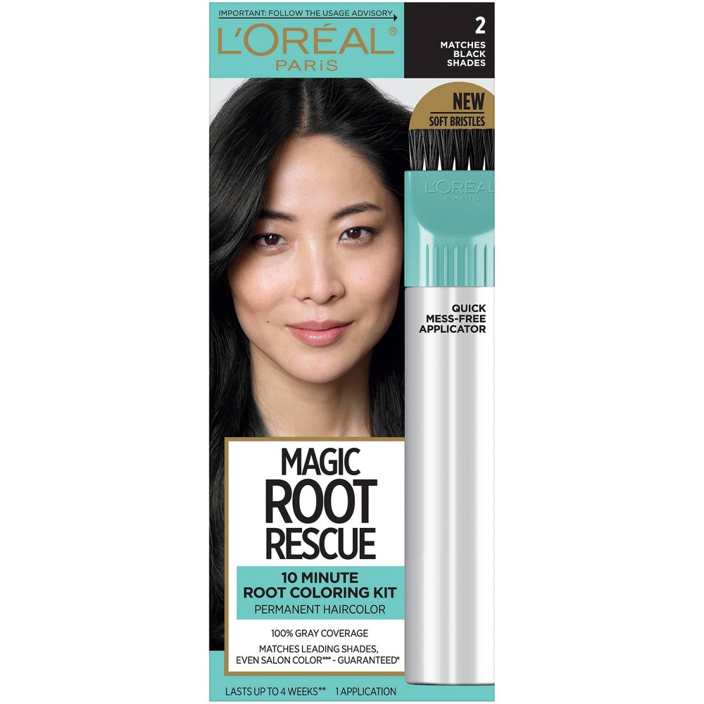 Photos - Hair Dye LOreal L'Oreal Paris Root Rescue Permanent Hair Color - 2 Black - 1 kit 