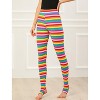 INSPIRE CHIC Women's Printed Stripe High Waist Elastic Waistband Yoga Stirrup Pants - 3 of 4