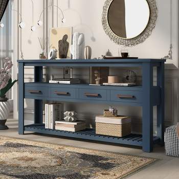 62.2'' Modern Console Table Sofa Table for Living Room with 4 Drawers and 2 Shelves - ModernLuxe