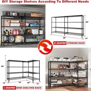 KRISRATE 4/5 Tier Wide Wire Shelving Storage Shelves Metal Closet/garage, 2-in-1 Linear/corner Setup Metal Shelves Heavy Duty w/ Adjustable Shelves - 1 of 4