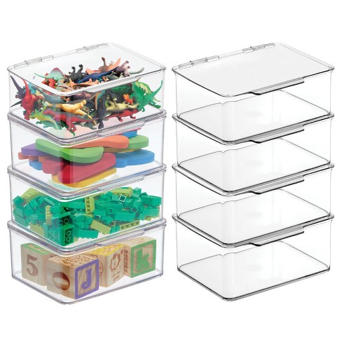 Mdesign Plastic Stackable Toy Storage Bin Box With Lid, 8 Pack - Clear ...