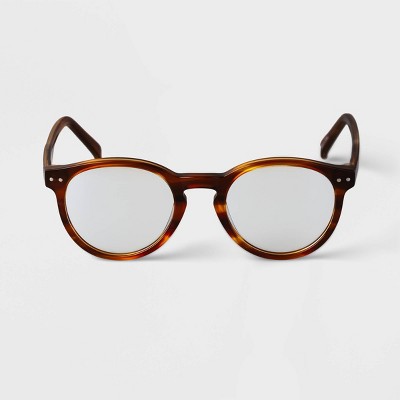 Men's Tortoise Print Round Metal Nose Bridge Blue Light Filtering Reading  Glasses - Goodfellow & Co™ Brown 2 : Target