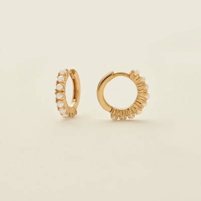 Made By Mary | Pearl Huggie Hoop Earrings