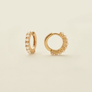 Made By Mary | Pearl Huggie Hoop Earrings - 1 of 4