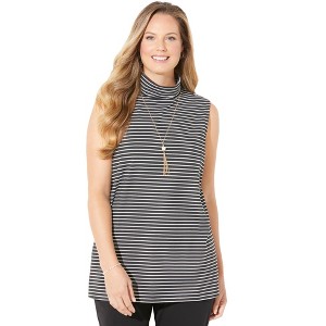Catherines Women's Plus Size Suprema Sleeveless Turtleneck - 1 of 3