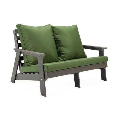 LeisureMod Alpine Series Outdoor Patio Loveseat with Weather-Resistant Removable Cushions