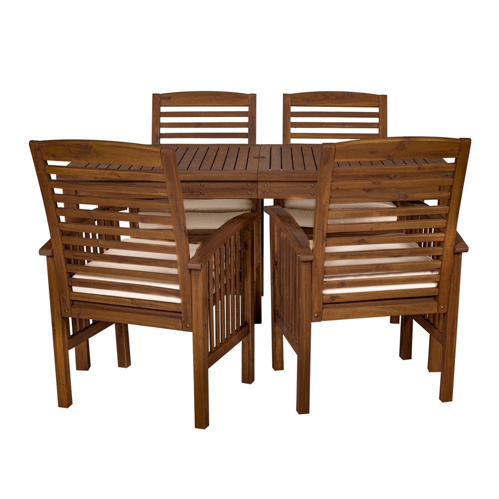 5pc Acacia Wood Simple Patio Dining Set - Espresso Brown - Saracina Home