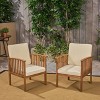 GDFStudio Oliver Outdoor Acacia Wood Club Chairs with Cushions (Set of 2) - 2 of 4